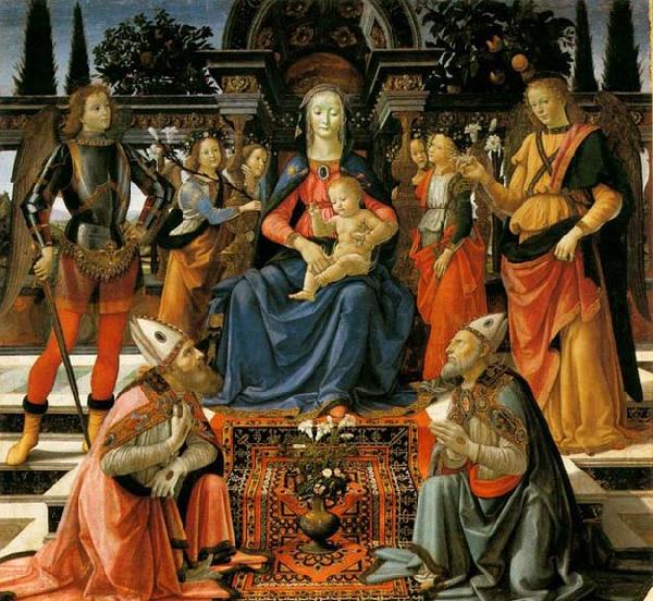 GHIRLANDAIO, Domenico Madonna and Child Enthroned with Saints France oil painting art